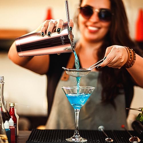 Miniatura 6 de Kit de coctelera  Juego de herramientas de bar  Kit profesional de 14 piezas de barman con soporte de bambú natural - 55 libros de recetas de cóctel