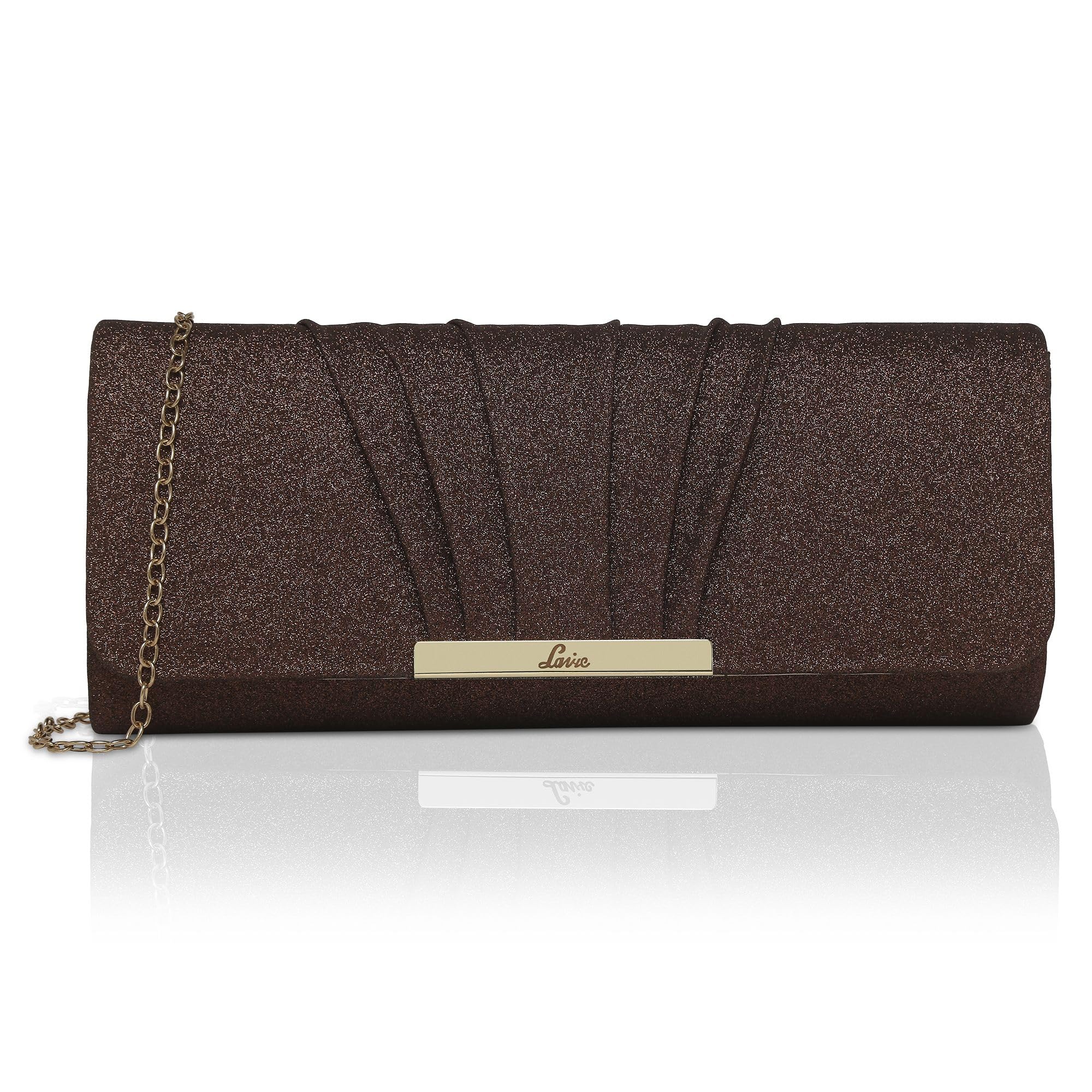 Women's Framed Foldover Clutch | Detachable Chain Sling Strap | Ladies Purse Wallet-image-10