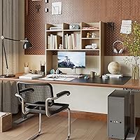 Vista 5 de ChooChoo Estantería de escritorio, organizador de escritorio de madera con 7 estantes para escritorio de computadora, estante de escritorio, Natural