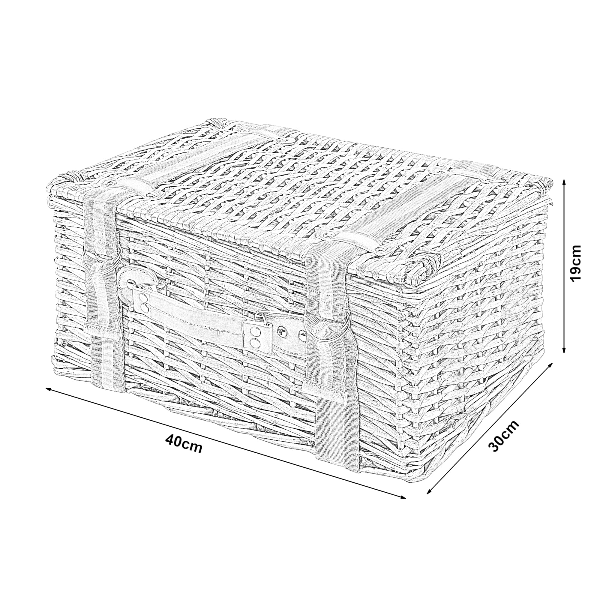 casa.pro Cestino Picnic per 2 Persone con Accessori Completi Valigetta Picnic in Vimini con Posate Piatti Bicchieri Coperta e Borsa Termica Design a Scacchi Bianco e Viola