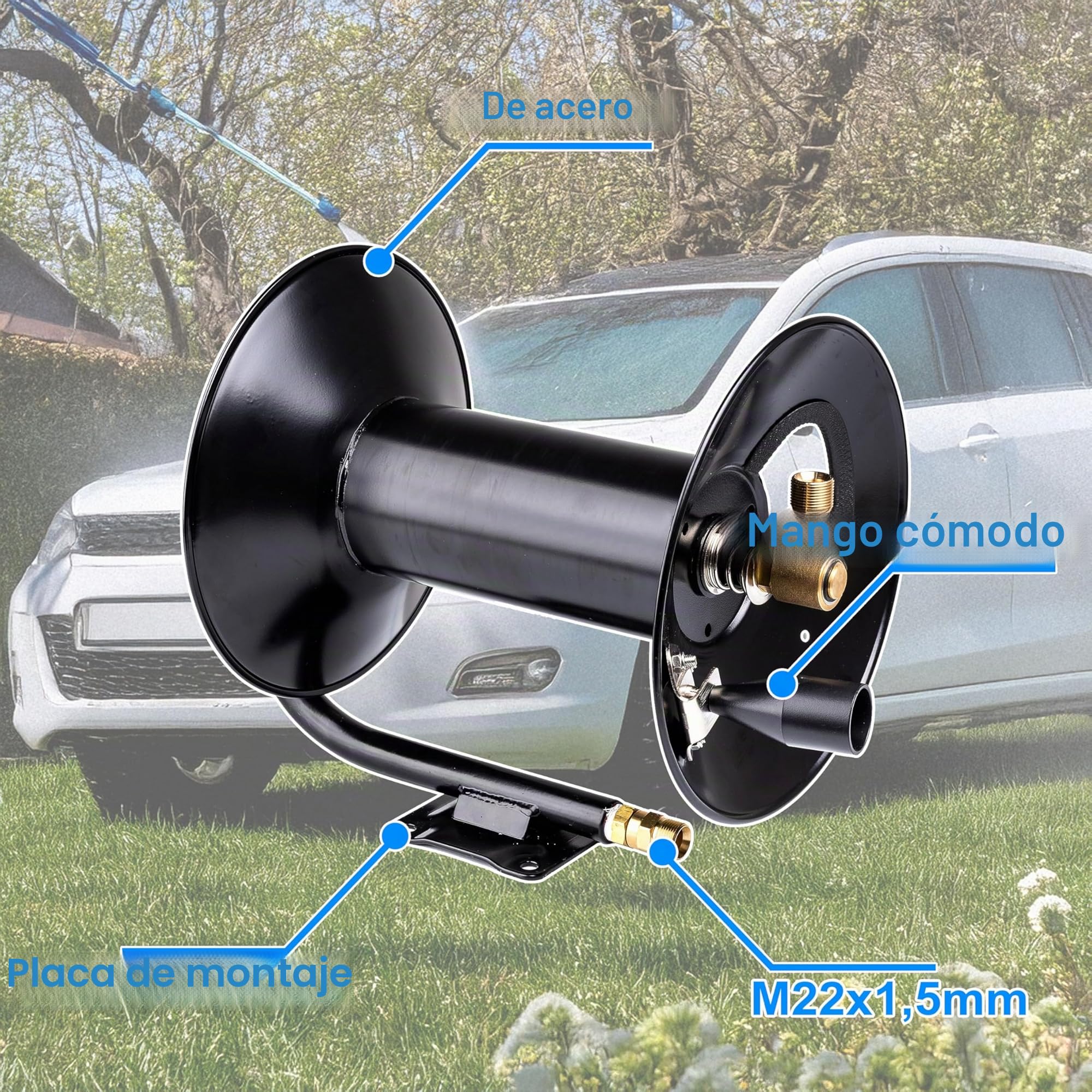 Carrete con 15 m manguera DN08 para limpiador a presión Karcher HD HD + 2 m 400bar