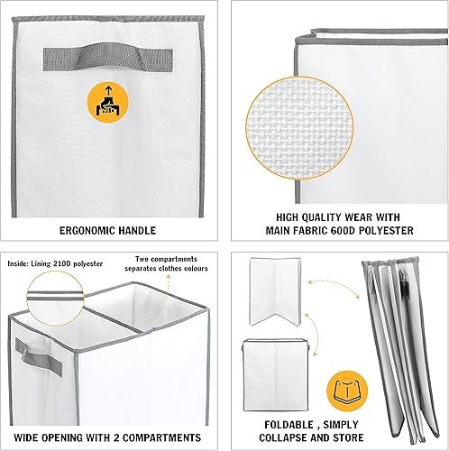Miniatura 7 de HOMESTEAD Cesta de lavandería plegable, 18.5 galones (70L) bolsa de lavandería con asas fuertes, resistente al agua para dormitorio, cuarto de