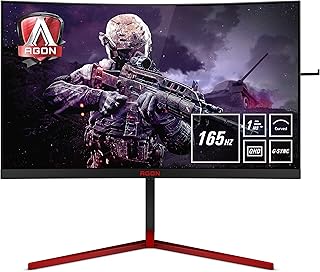 AOC AGON Gaming AG273QCG - 27 Inch QHD Curved Monitor, 165Hz, 1 ms, TN,G-Sync, Speakers, USB Hub (2560x1440 @ 165Hz, 400 cd/m², HDMI/DP/USB 3.1)