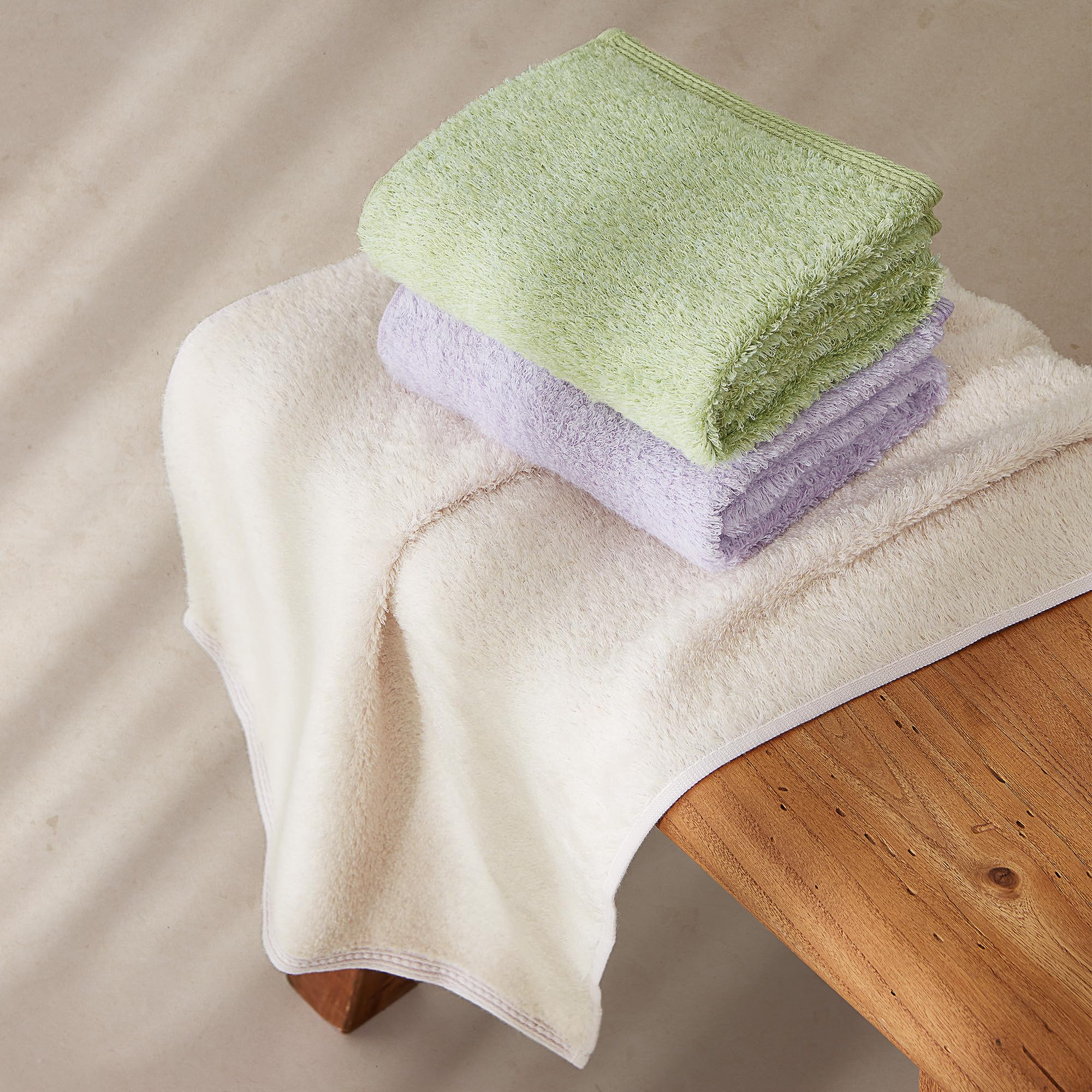 Vie TRIOMPHE 3 Pack Hand Towel Set Ultra Soft Highly Absorbent Quick Dry Zero-Twist Long-Staple CottonHand Guest Face Towel for Bathroom Gym Salon Spa Hotel Use(34x84cm, Purple+Green+Beige)