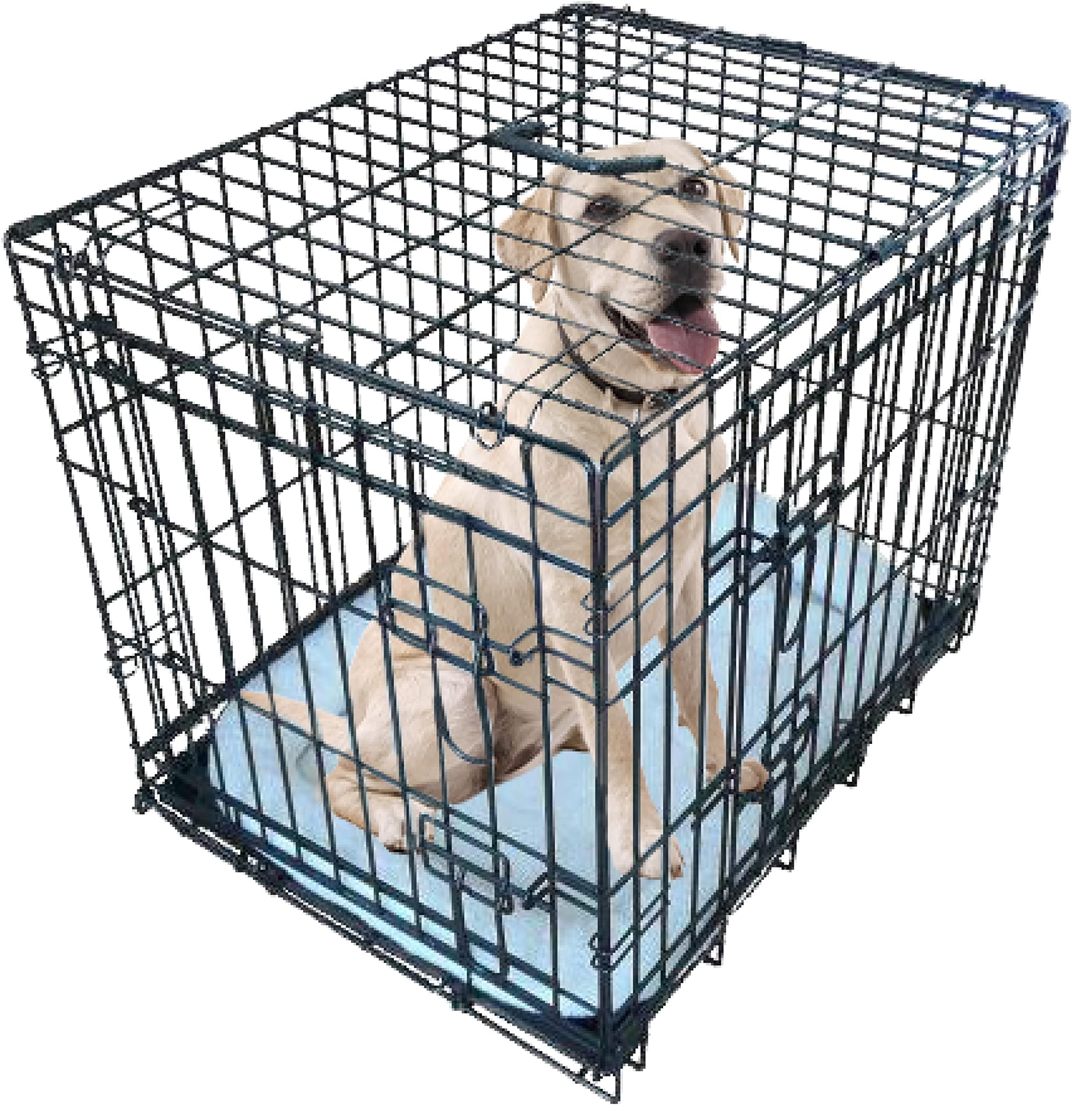 Ellie-BoDeluxe 2 Door Folding Dog Cage Puppy Crate with Faux Sheepskin Blanket Small 24" Black