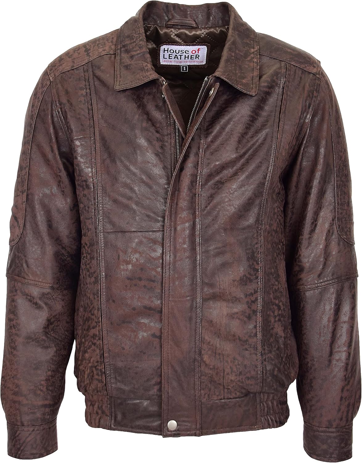 Mens Real Leather Bomber Jacket Classic Fit Blouson Style Jim Brown Nubuck