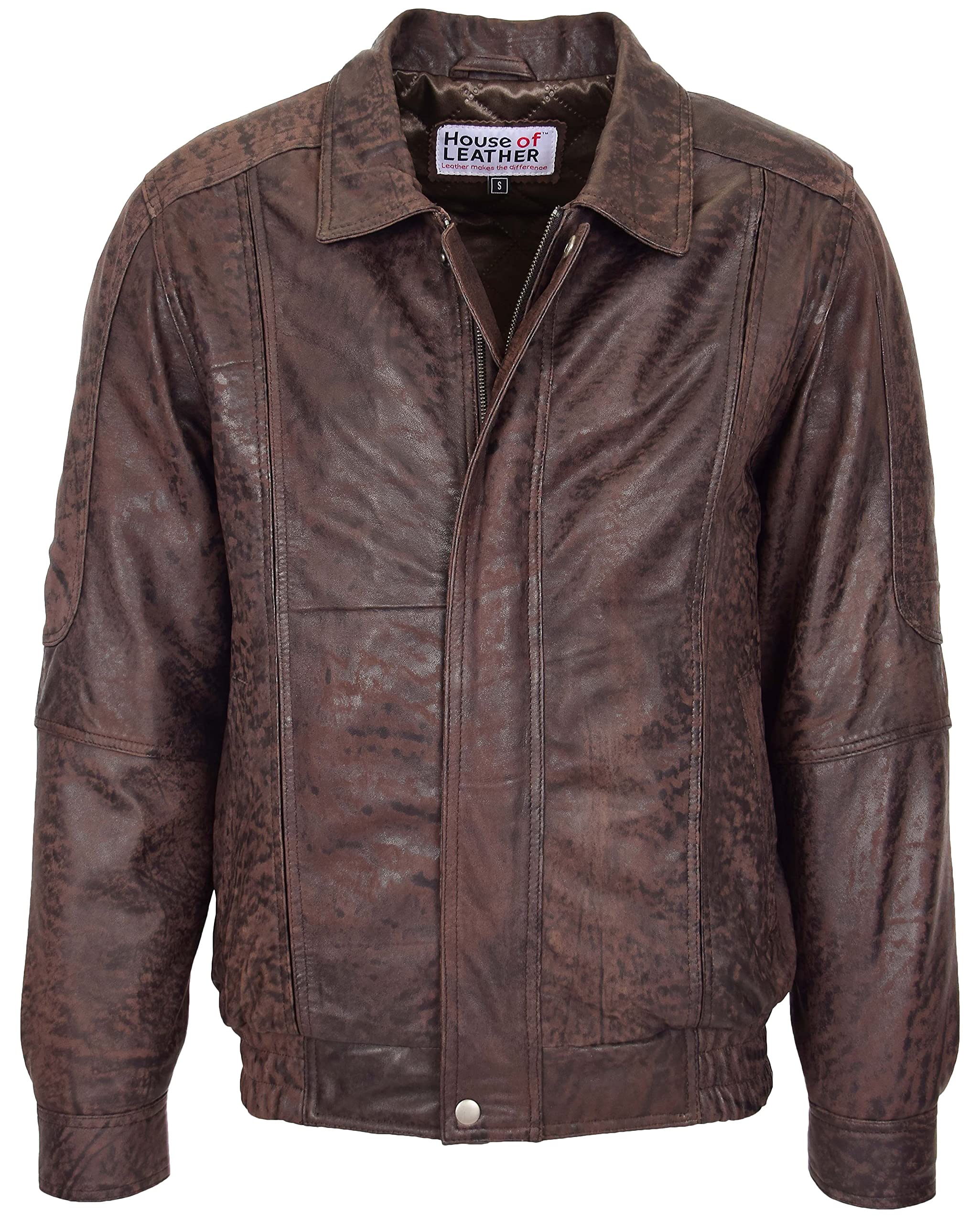 Mens Real Leather Bomber Jacket Classic Fit Blouson Style Jim Brown Nubuck (2XL)