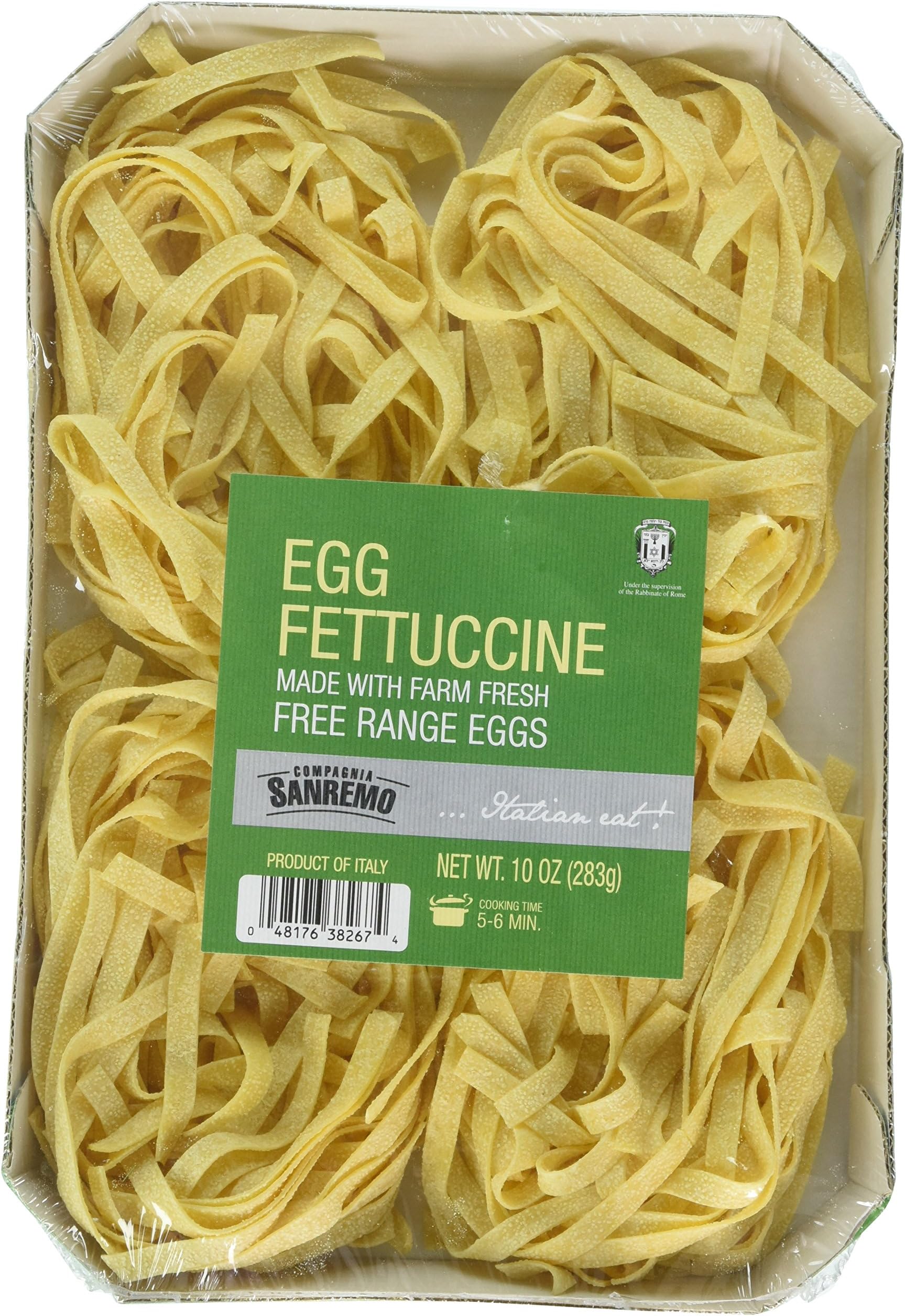 San Remo Italian Egg Fettucine Pasta - Non-Gmo, Free Range Egg Traditional Fettucine - 10 Oz (Pack Of 1) - Product Of Italy