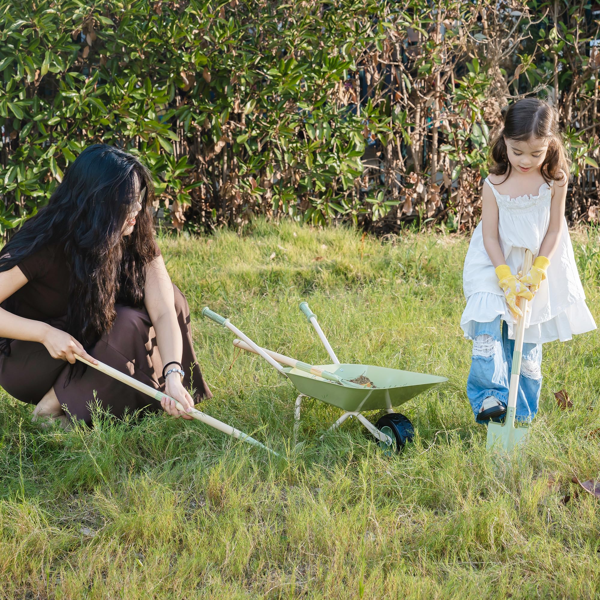 ROBUD Juego de jardinería con carretilla para niños, 6 piezas herramientas de jardín a partir de 3 años