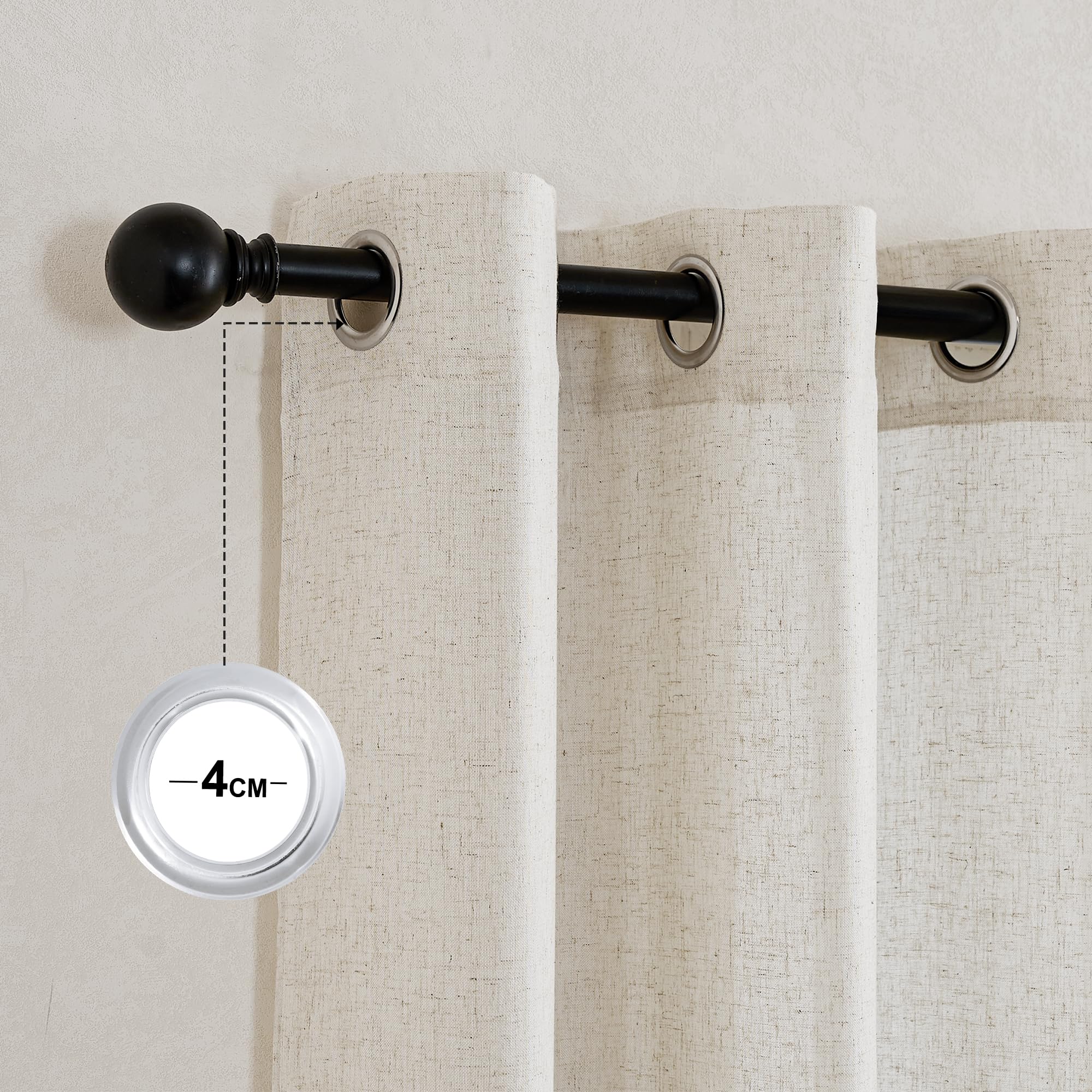 KGORGE Rideau Voilage Lin - Beige Naturel Rideaux Voilages avec Oeillets, Decoration Maison Fenetre Chambre Salon, Panneaux Draperies Intérieurs Largeur 140cm et Hauter 240cm, Lot de 2
