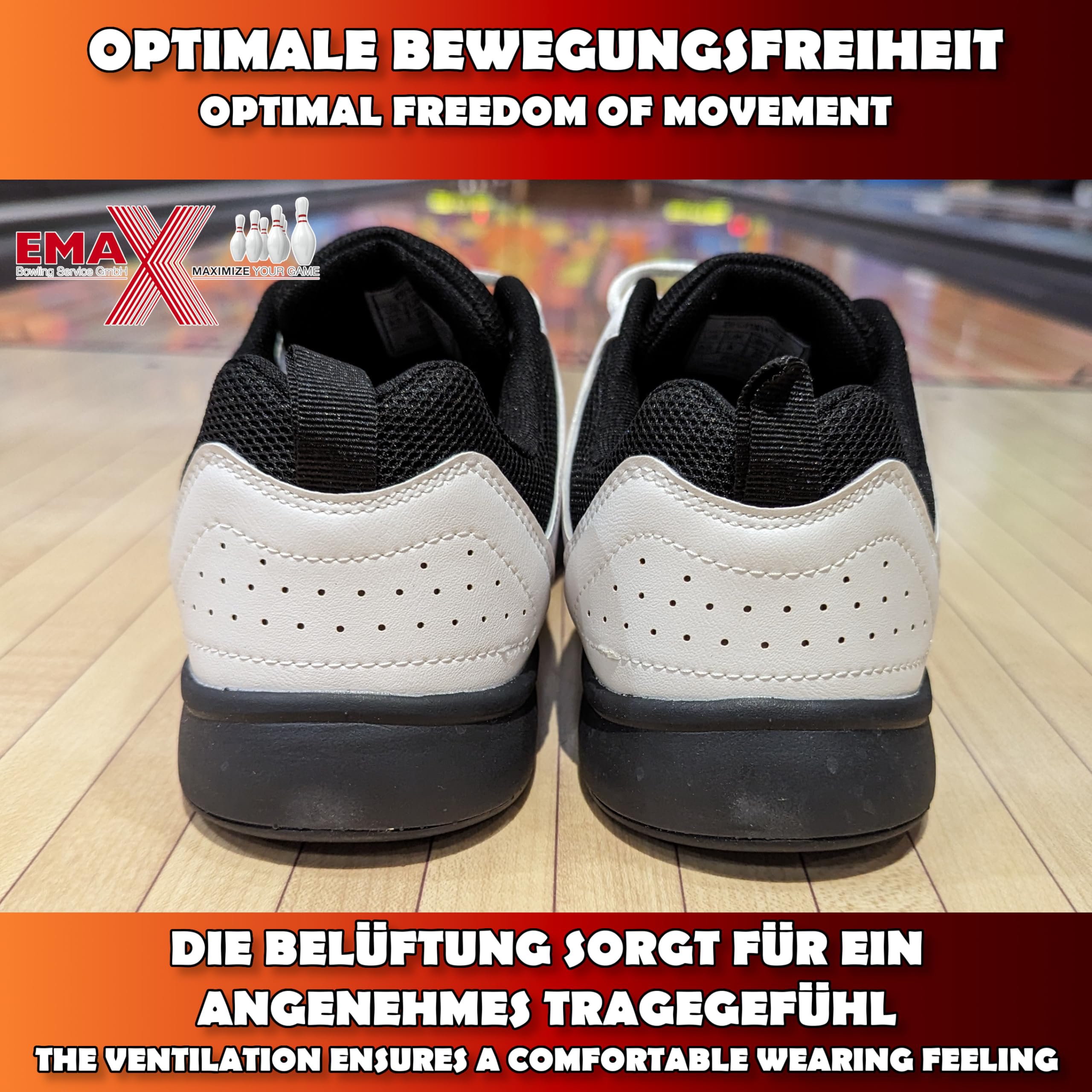 EMAX | Brunswick - Bowling-Schuhe Männer | Herren Bowling-Schuh | Tradition Black & Classic White