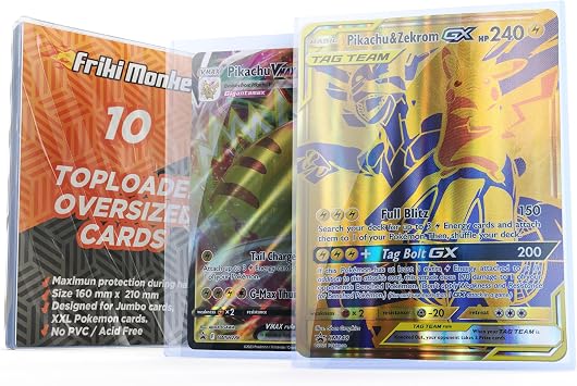 Friki Monkey FMTOPXXL10 XXL Toploader for Pokemon Cards 15 x 21 cm - Protective Hard Sleeves for Jumbo Cards Pack of 10
