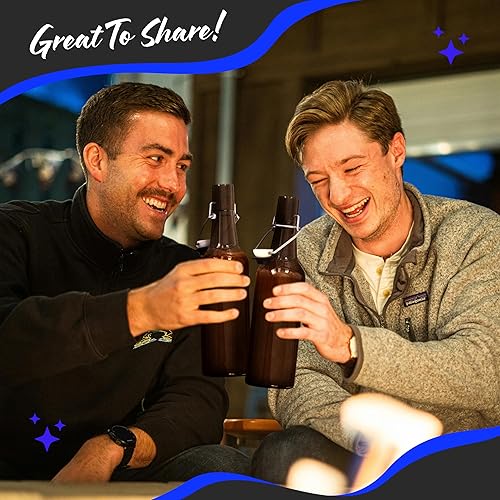 Miniatura 5 de Nevlers Botellas de vidrio ámbar con tapa oscilante de 16 onzas, paquete de 12 botellas de cerveza vacías para elaboración casera, fermentación