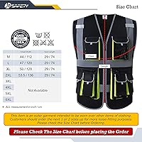 Vista 6 de JKSafety Chaleco de seguridad de color negro con 10 bolsillos, cremallera frontal, con tiras altamente reflectantes, cumple con las normas ANSI/ISEA