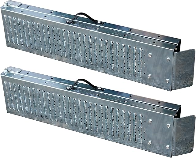 Kiam Folding Ramp Pair Steel Heavy Duty 1.8m Long - Wheelchair Ramp for Doorway, Driveway, Sidewalk - Ideal for ATV, Quadbike, Scooter, Lawnmower, Motorbike, Trailer, Van