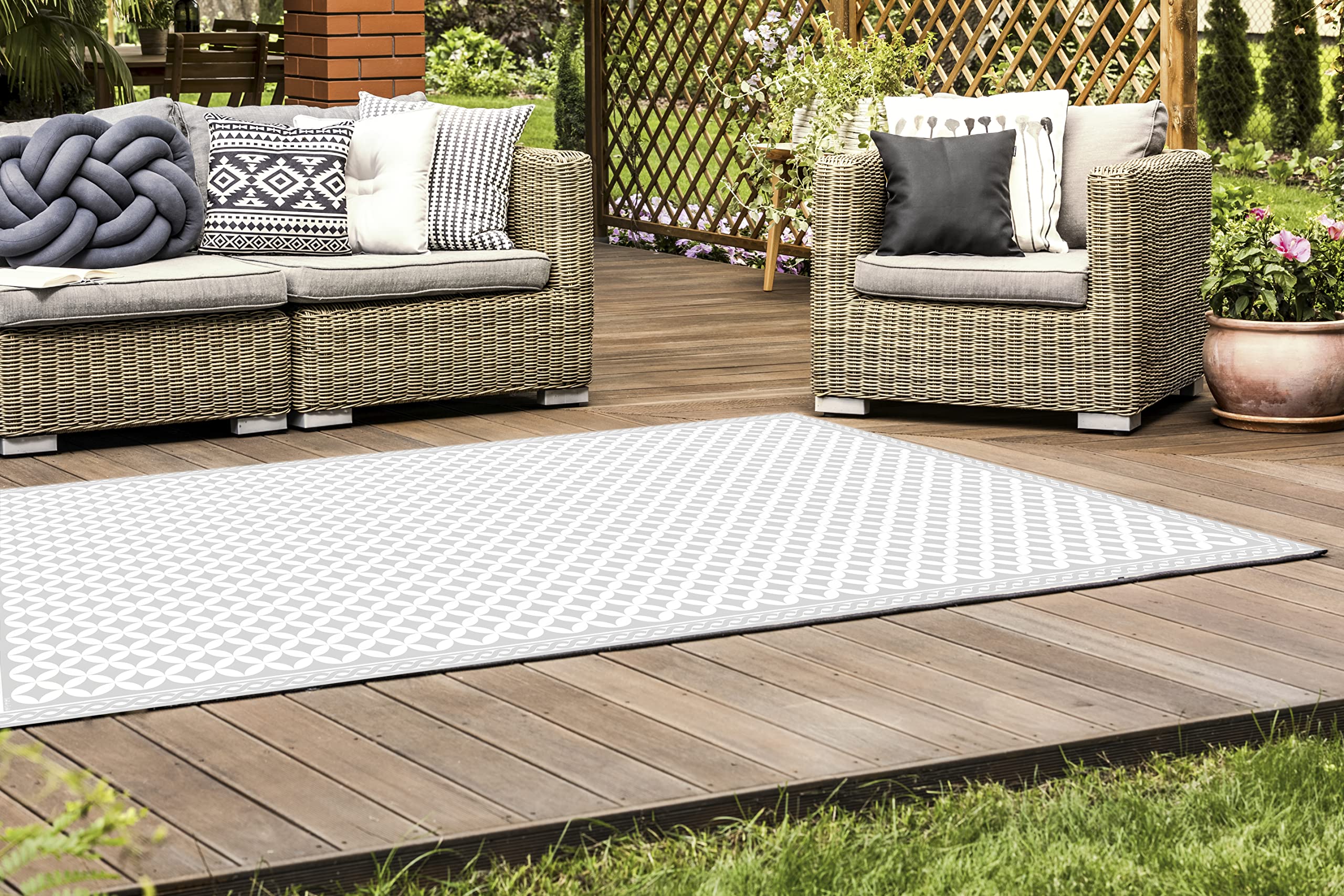 Tapis Vinyle Imperméable Pour Cuisine/Salon - Design Capri Gris - Antidérapant Et Facile à Nettoyer - Taille 200x300 Cm