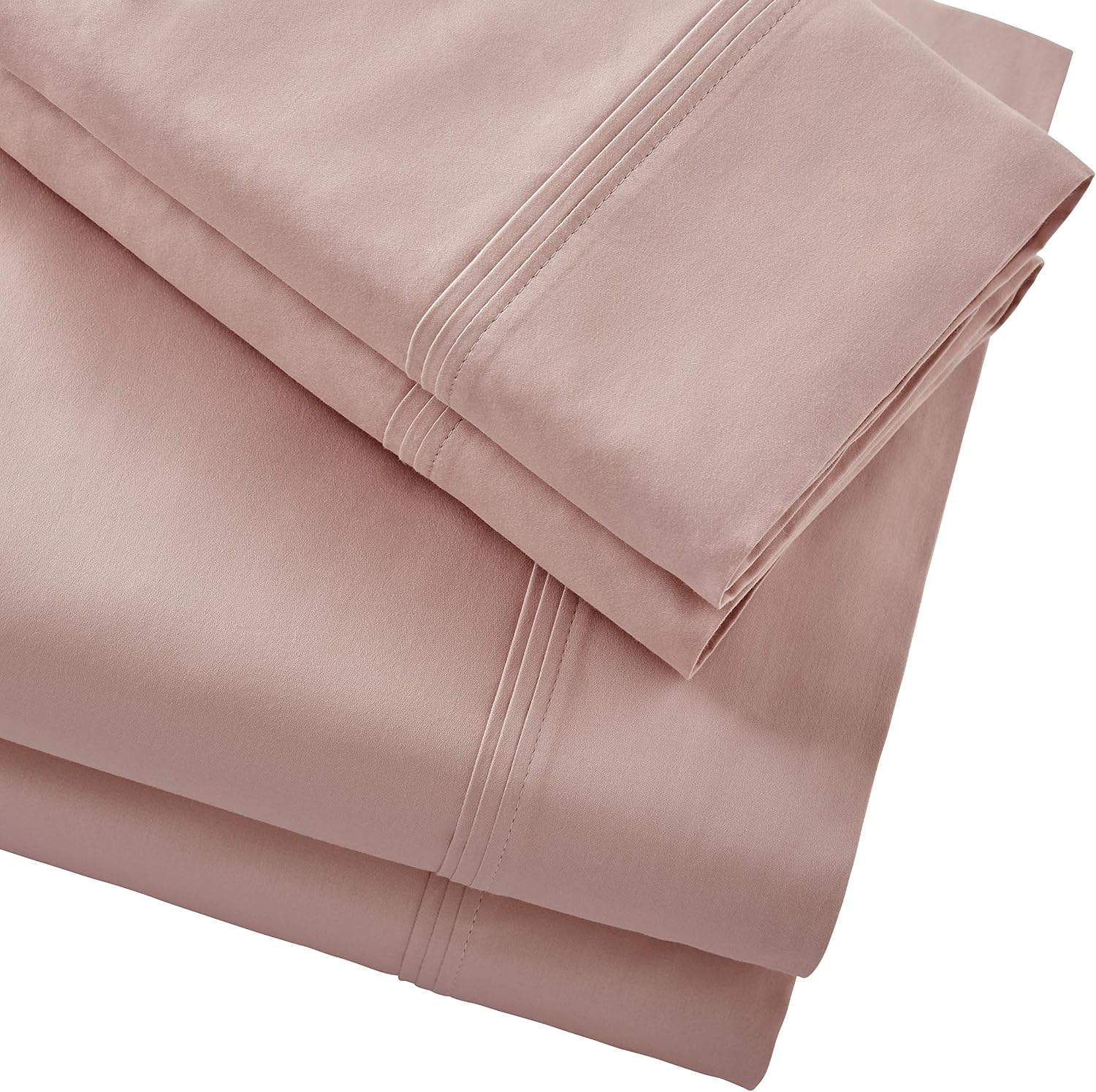 Amazon Brand – Stone & Beam HygroCotton Sateen Bed Sheet Set, Easy Care, King, Rose