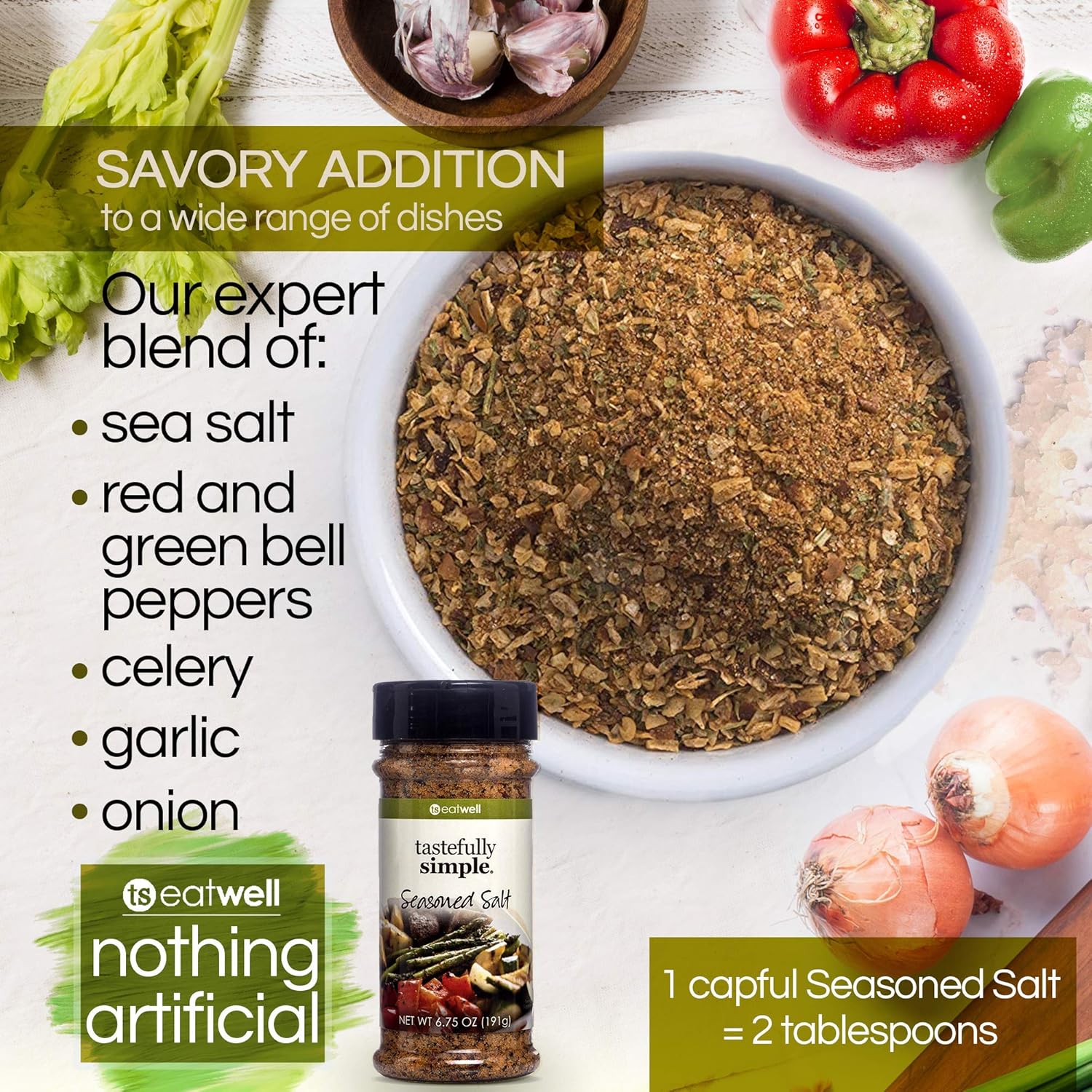 Tastefully Simple Seasoned Salt, 6.75 Ounce : Grocery & Gourmet Food