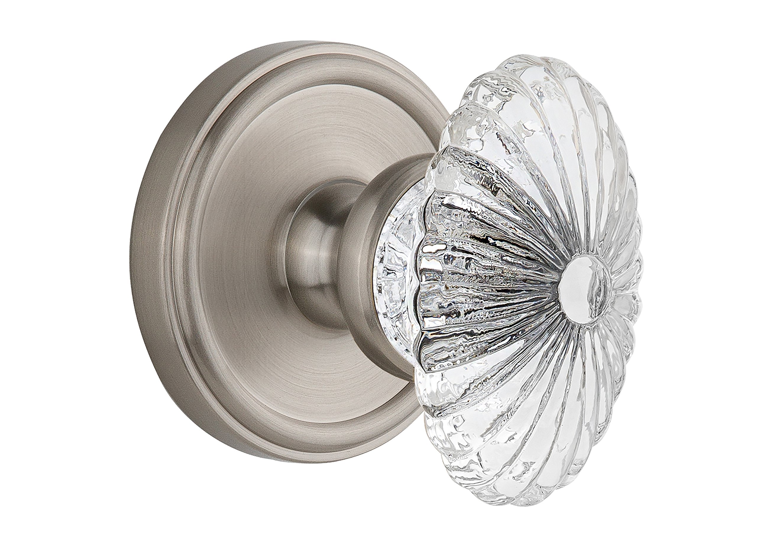 Georgetown Satin Nickel Dummy Door Knob with Burgundy Crystal