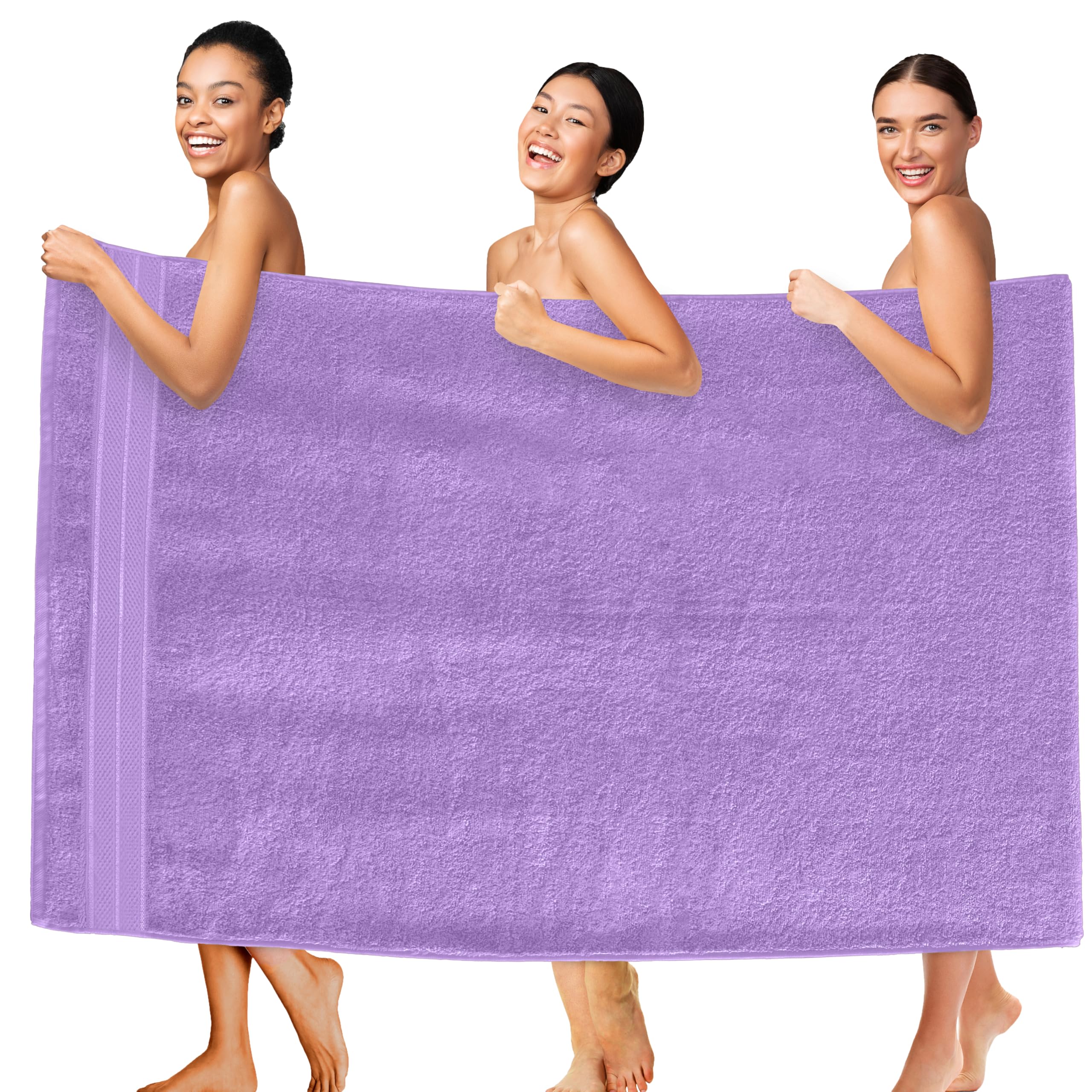 Elegant Comfort Three Line Popcorn Extra Large Luxury Bath Towel - 40" x 80" inch, Premium Hotel Spa Quality 1 Piece Oversized Bath Sheet 100% Turkish Cotton Super Soft Highly Absorbent, Lavender