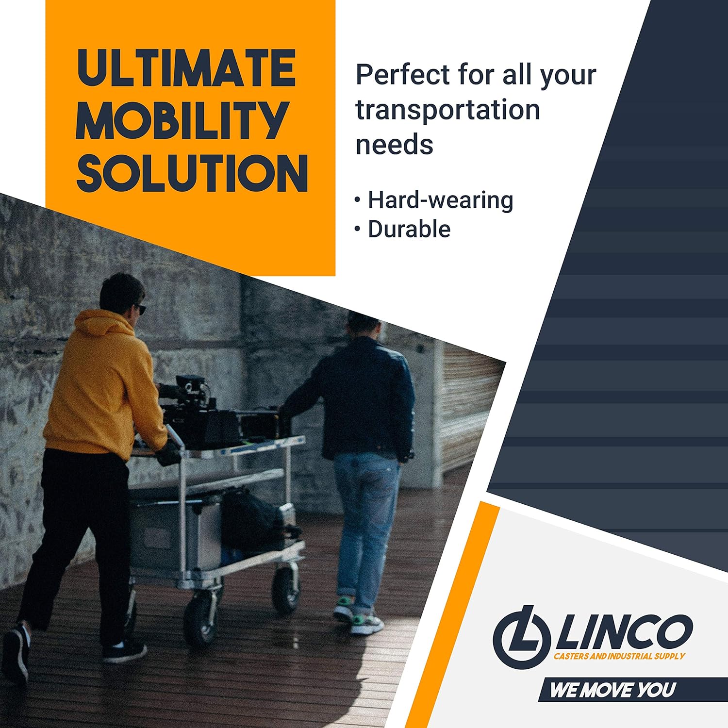 Linco 3” MADE IN USA Swivel Caster | Set of 4 Rubber 3/8” Threaded Stem Caster Wheels | Used for Replacement for Carts, Displays, Furniture, Dolly, or Workbenches | Total Capacity: 440 lbs: Industrial & Scientific