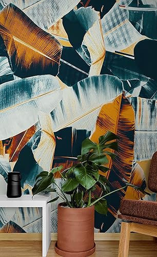 Miniatura 9 de Papel tapiz abstracto de hojas tropicales Mural de pared para despegar y pegar Papel tapiz de follaje a color Papel tapiz de palmera Decoración de