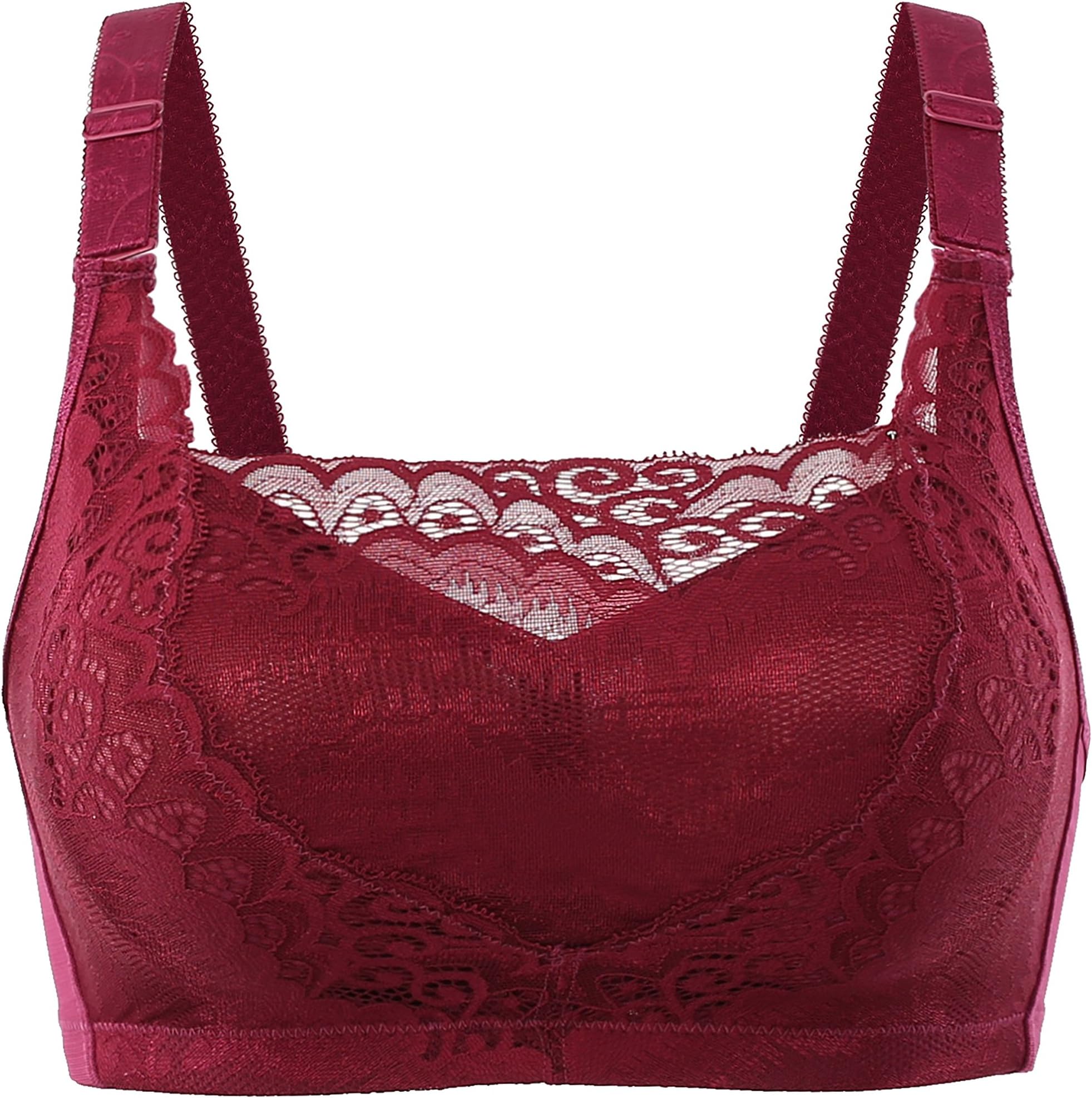 VOYAGEA Ms. Full Lace Cup Sexy Underwear 34-48BCDE (75E=34D, Red Wine)
