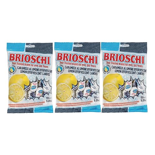 Brioschi Caramelos italianos digestivos efervescentes efervescentes con sabor a limón, bolsas de 5.29 onzas (paquete de 3)