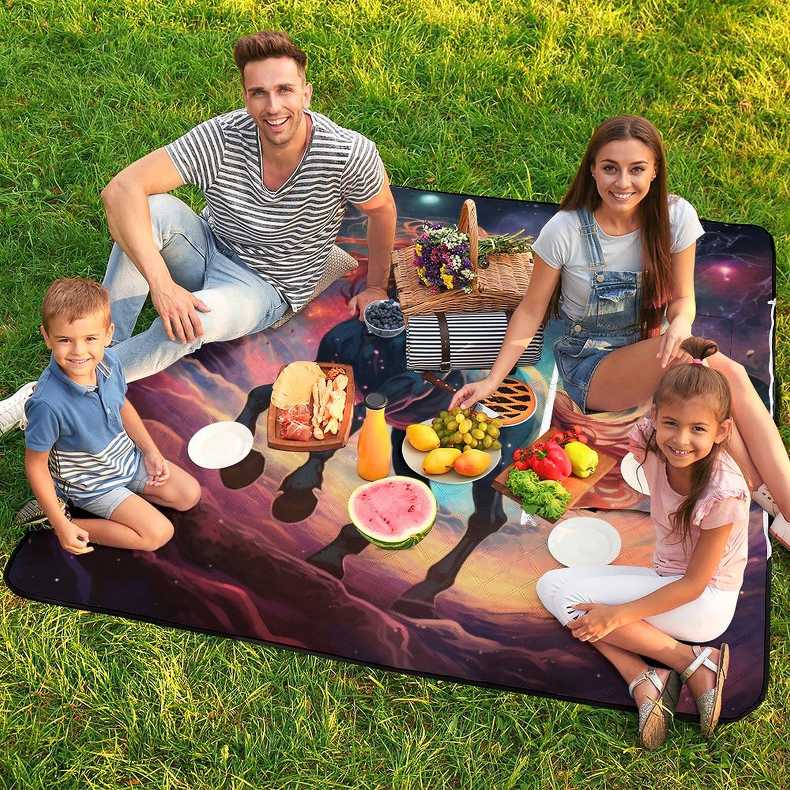 Nadruk 3D Koń Koc Piknikowy Zwierzę Duży Koc Piknikowy Składany Koc Wodoodporny Koc Kempingowy dla Rodziny, Plaży, Wędrówki, Kemping 150 x 150 cm