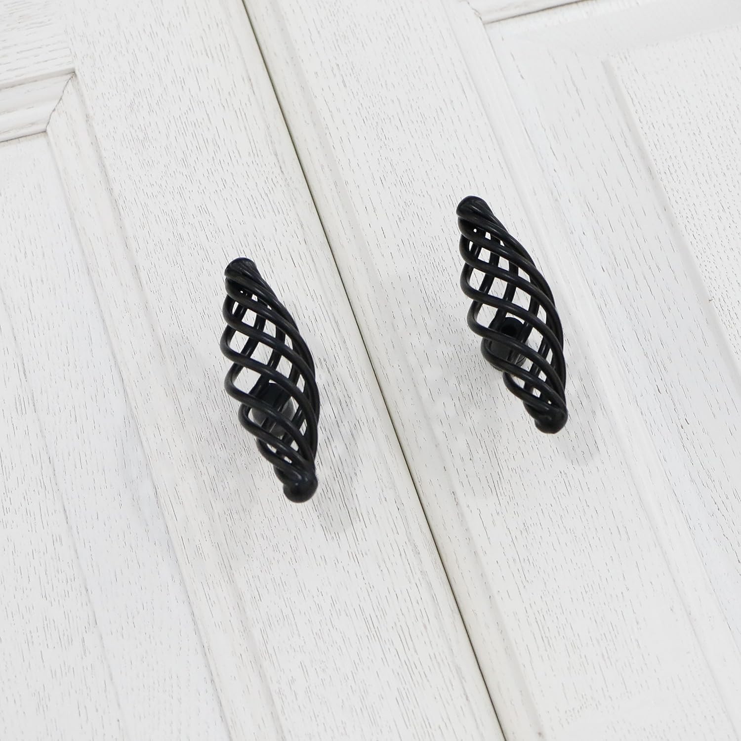 Pxyelec Muted Black Birdcage Nest Twist Cabinet Wardrobe Door Handle Drawer Cupboard Kitchen Dresser Pull Single Hole Door Levers - Image 4