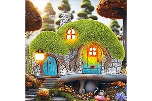 Outdoor Figurine Lights Garden House Statue