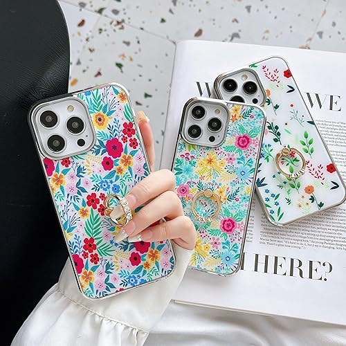 Miniatura 6 de Jmltech Funda híbrida para iPhone 14 Pro Max híbrida de poliuretano termoplástico con parte trasera dura, patrón floral, funda protectora para