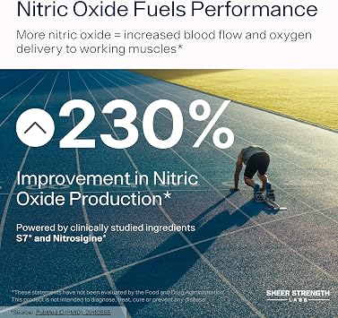 Sheer Strength Labs Nitric Oxide Supplement for Men - Clinically Tested for Pumps & Blood Flow - 270% More Nitric Oxide - Nitrosigine Supplement, S7 & Beetroot - Made in USA - 90 Capsules