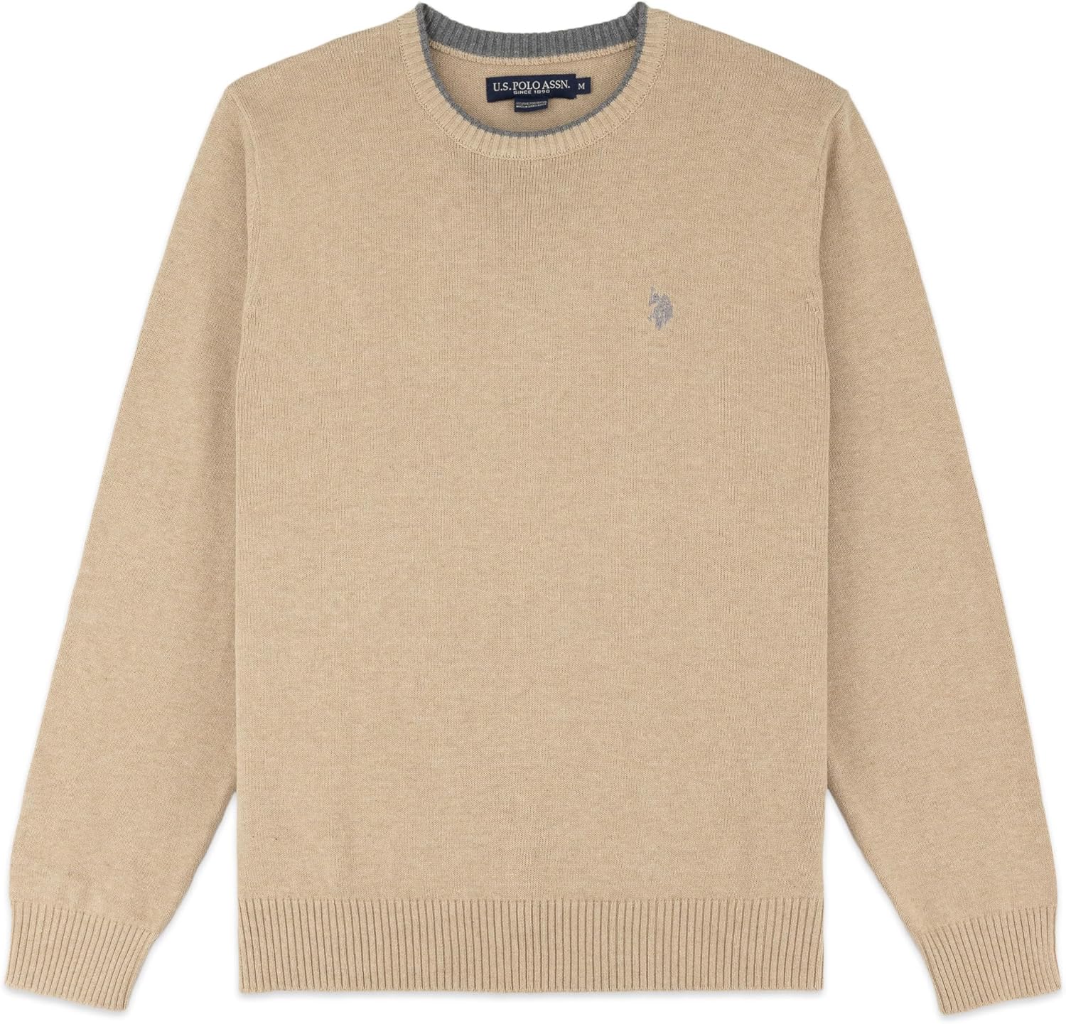 U.S. Polo Solid Jersey Crew Neck Sweater Pullover for Men