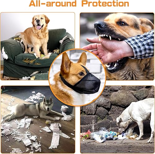 Miniatura 7 de Bozal para perros, para perros grandes, Golden Retriever L, bozal protector de cebo envenenado, transpirable, ajustable, malla suave, bozal para