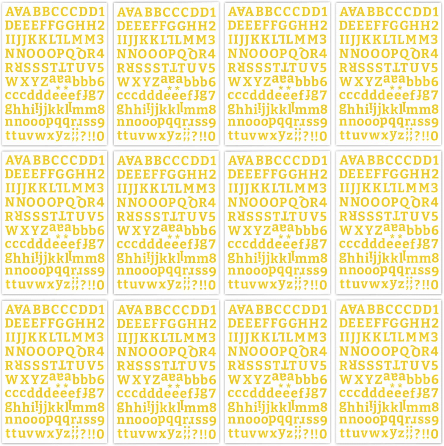 1464 Vinyl Self Adhesive Alphabet Stickers, 12 Sheets Alphabet Letter Stickers, Mailbox Numbers Labels for Classroom Window Door Decor, DIY Crafts Art Making