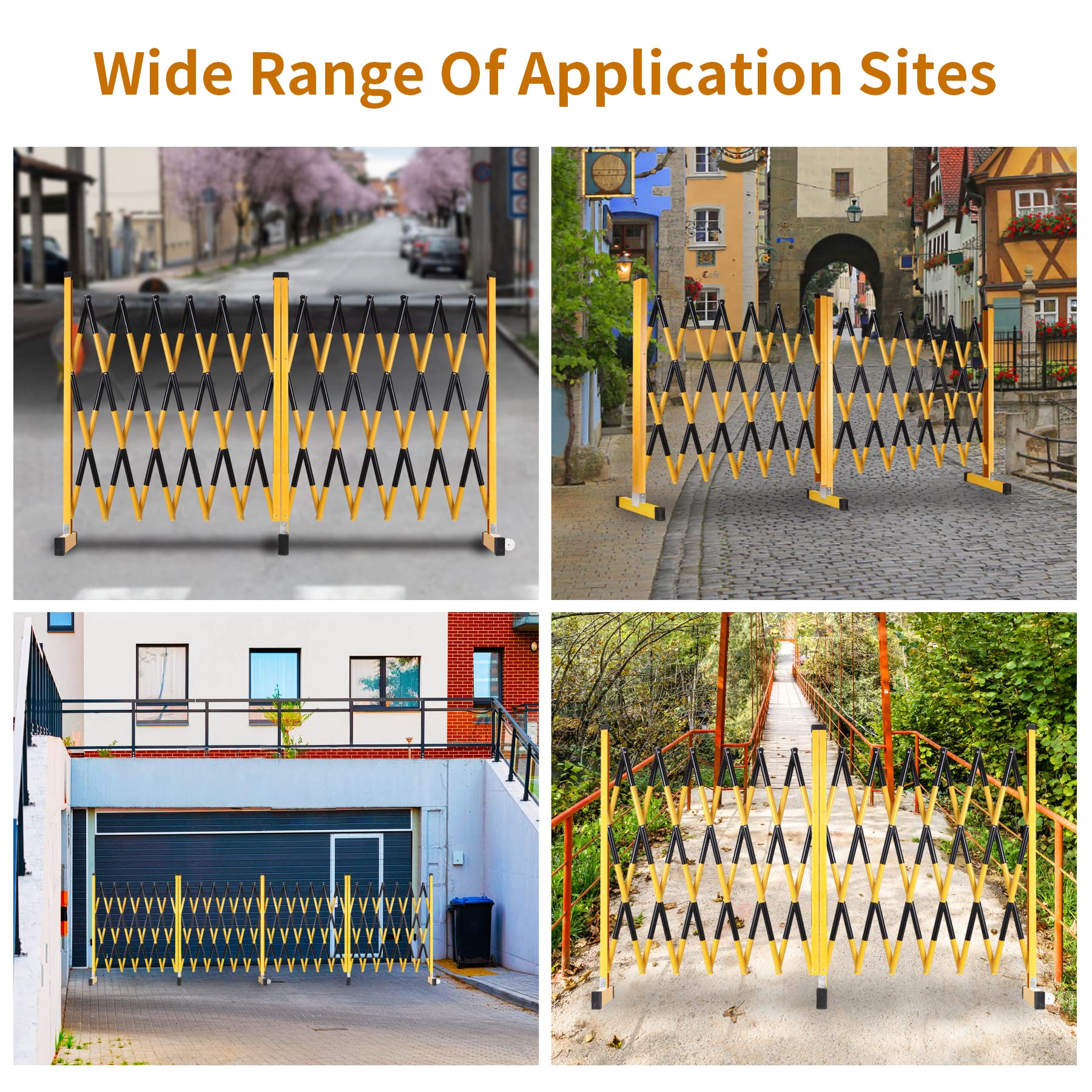 Ktondic Expandable Barricade with Casters, 16Ft Folding Security Gate