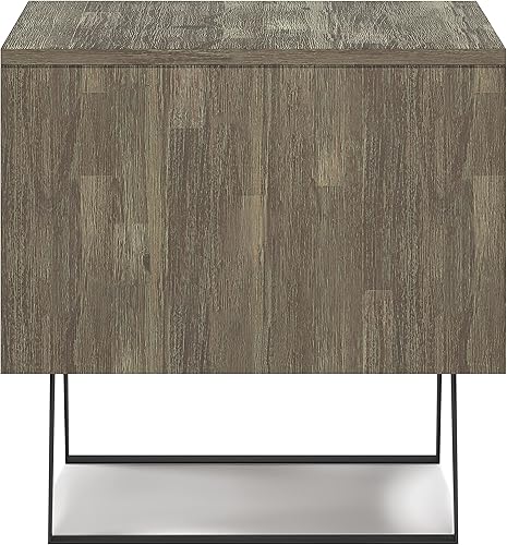 Miniatura 75 de SIMPLIHOME Lowry - Mesa auxiliar cuadrada de madera de acacia maciza y metal, de 22 pulgadas de ancho, moderna, industrial en marrón envejecido café