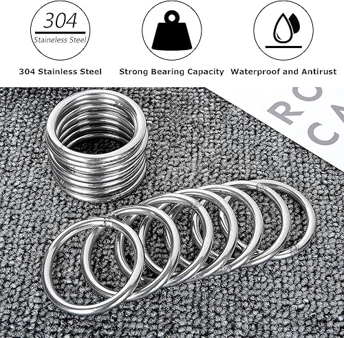 Miniatura 3 de 30 anillos de metal para manualidades, anillos tóricos de metal de 2 pulgadas1.969 in, anillos redondos de acero inoxidable 304 para macramé,