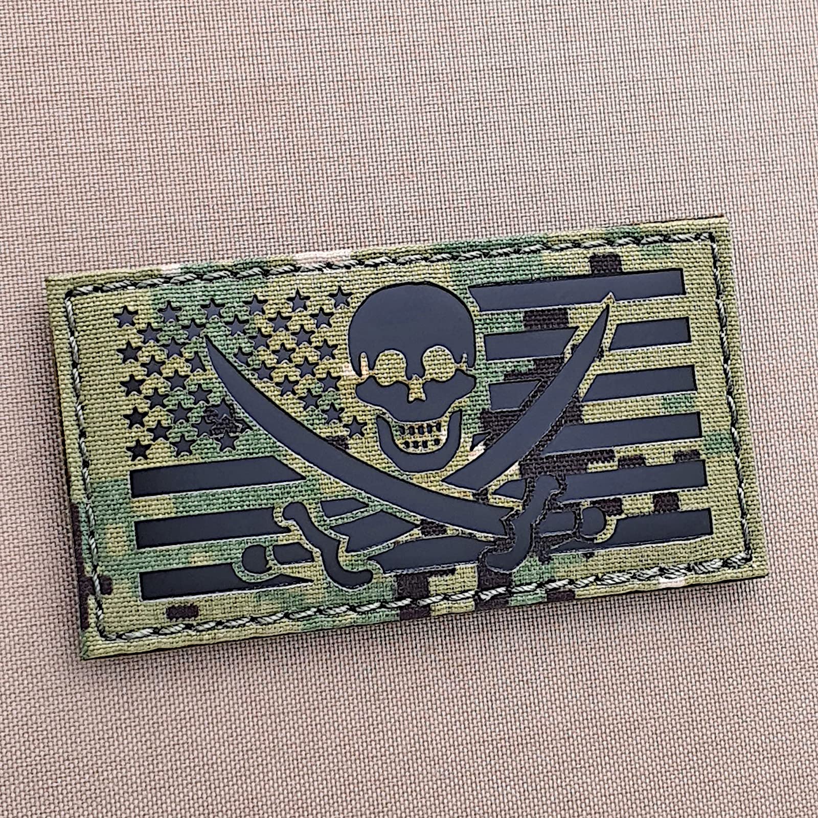 Tactical Freaky IR Calico Jack AOR2 Jolly Roger 2-1/8x4 inch NWU Type 3 Morale Patch