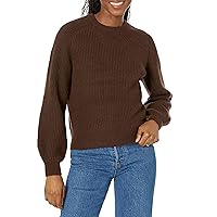 Amazon Essentials Maglione a costine a girocollo Donna, Caffè