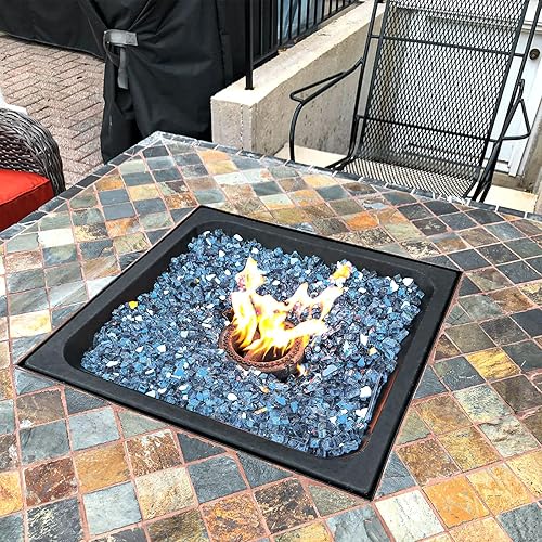 Vista 264 de Grisun Vidrio ignífugo para cuenco de fuego, 1/2 pulgada de alto, 10 libras, brillo reflectante, rocas de vidrio templado para gas natural o Verde