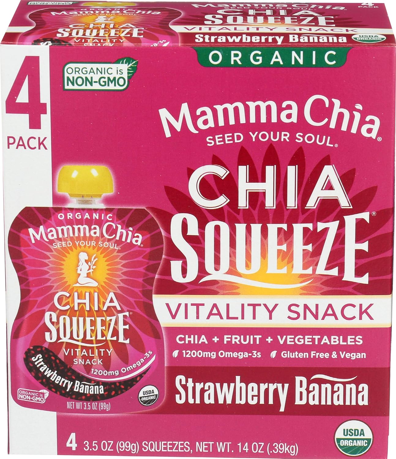 Mamma Chia, Squeeze Snack Chia Vitality Strwbrry Bnana