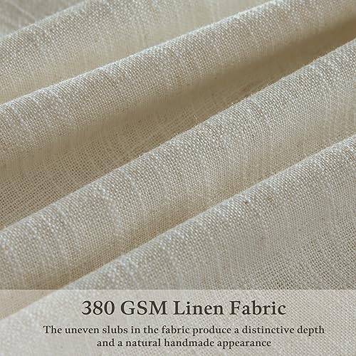 Miniatura 3 de Juego de 2 paneles de cortinas plisadas de lino de 108 pulgadas para sala de estar, dormitorio, casa rural rústica, con pestaña trasera entrenada