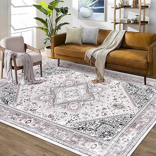Alfombras bohemias para sala de estar, alfombra vintage de 4 x 6 pies, decoración de dormitorio, antideslizante, alfombra de pelo bajo, no desprende