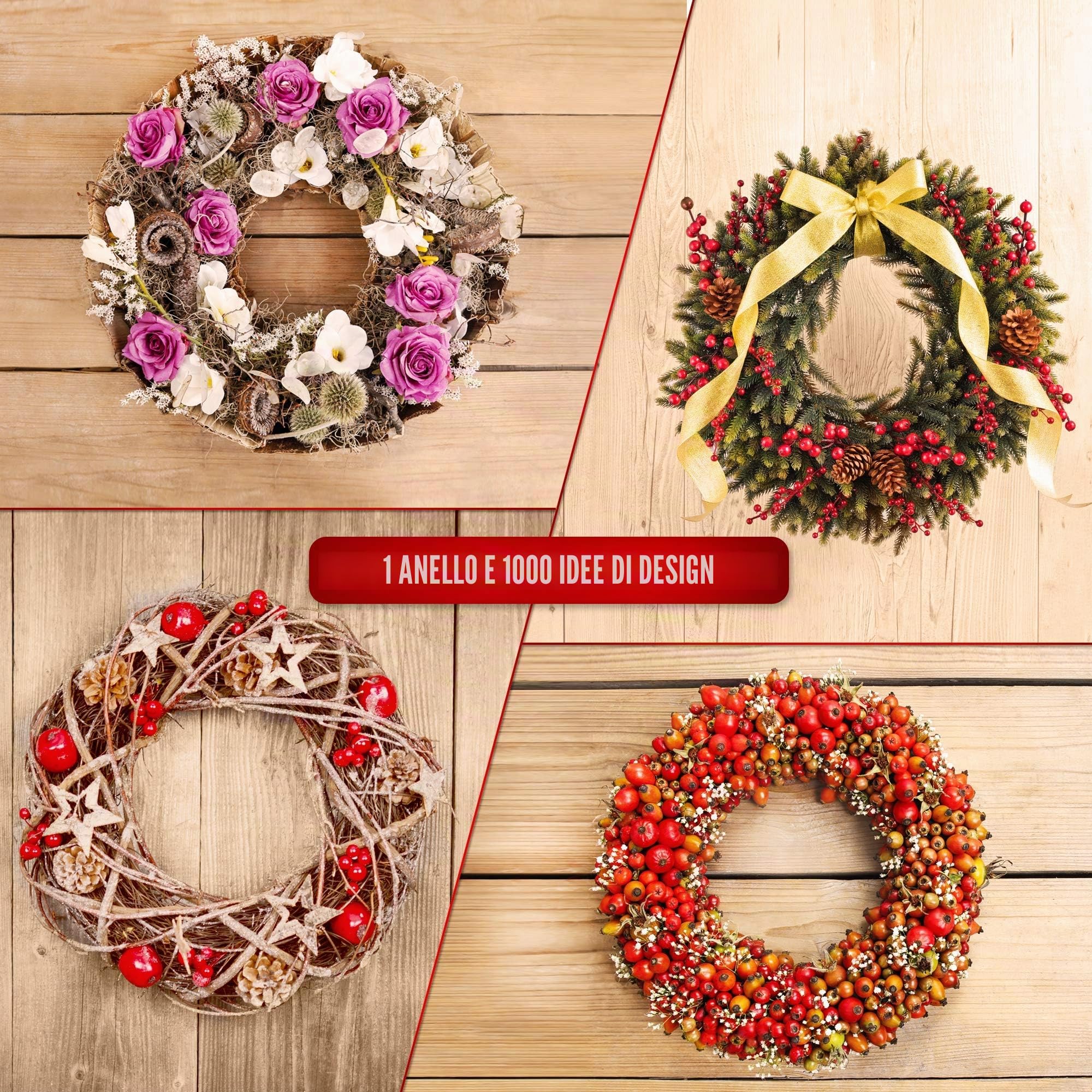Corona in spugna floreale tonda – Set da 3 pezzi da 25 cm – Spugna da fiorista bagnabile, anello in spugna per composizioni floreali, decorazioni, fai da te per feste e regali, Made in Germany