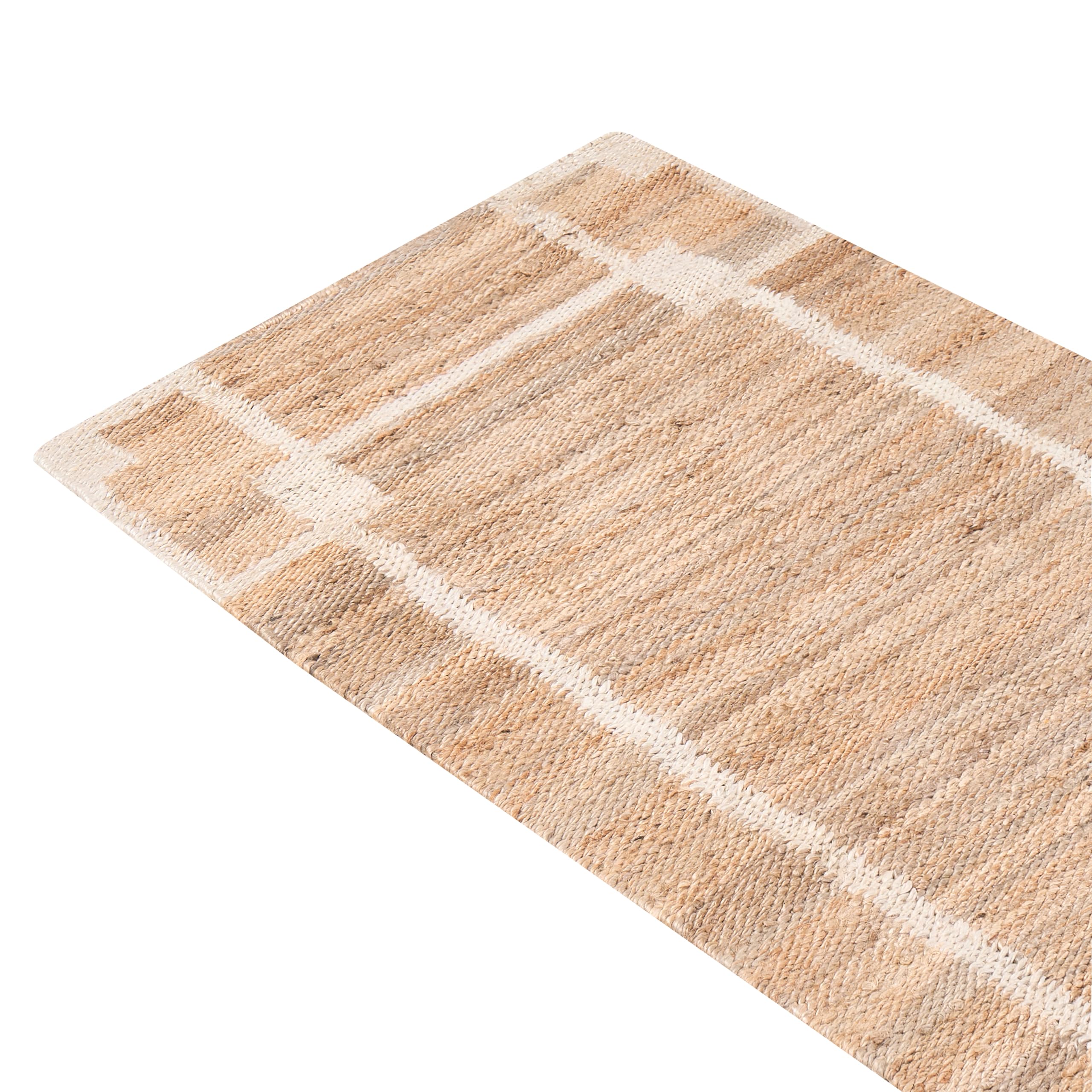 Chodnik z juty prostokątny z wzorem 80 x 300 cm pleciony rustykalny salon sypialnia jasnobeżowy Gondia
