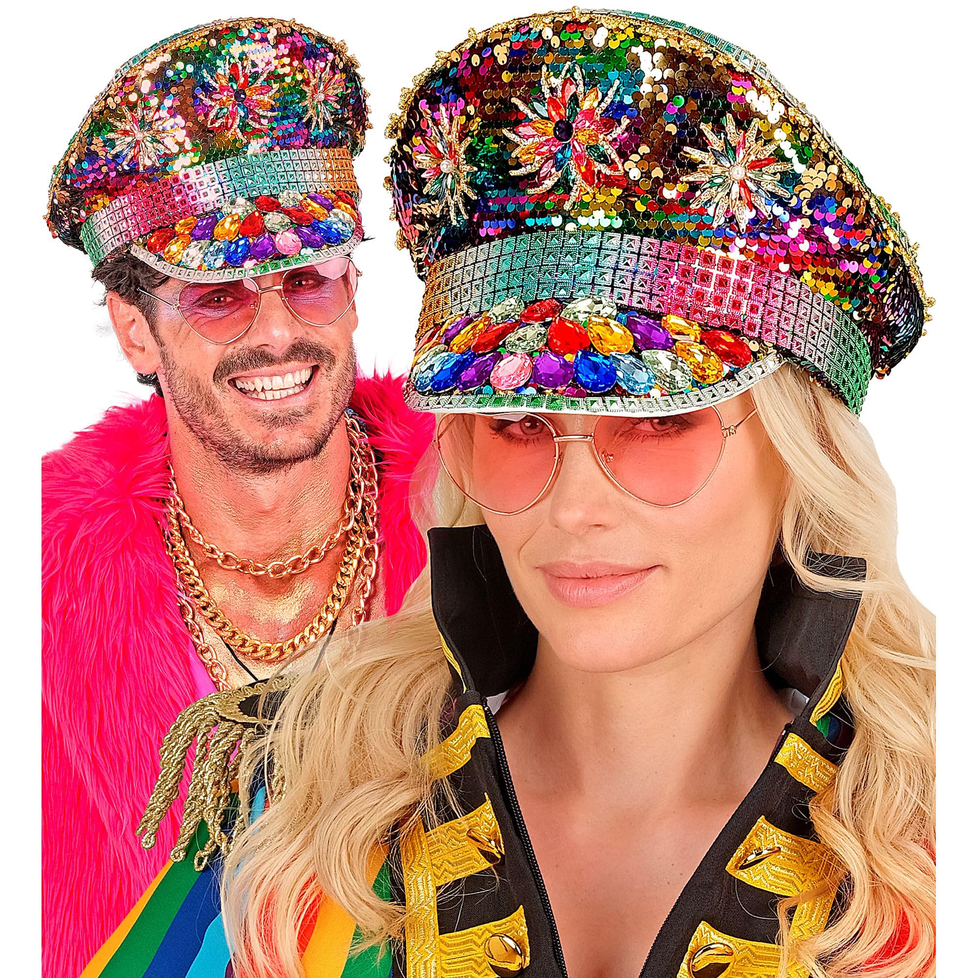 W WIDMANN MILANO Party Fashion - Cappellino da festa per adulti, berretto con paillettes reversibili, accessorio per carnevale, eventi Pride