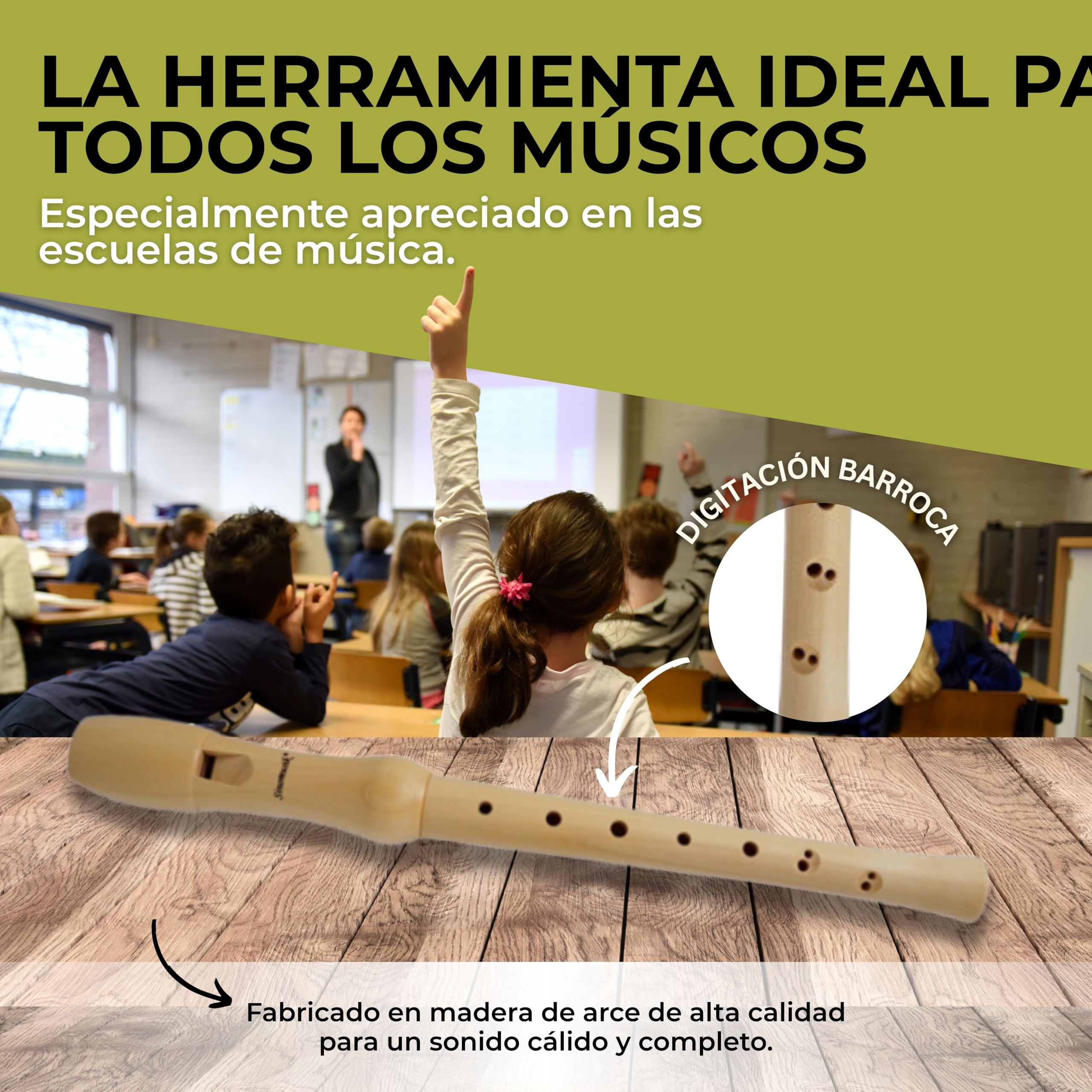 Flauta C-Soprano FUNDACIONES BARROCA digitación de madera en un juego completo | TAMBIÉN disponible como digitación alemana (seleccionable)