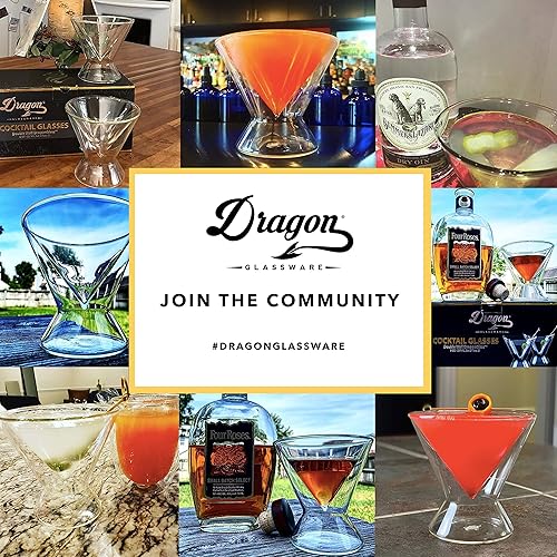 Miniatura 7 de Copas de Martini Dragon Glassware, sin plomo iridiscente aislante de doble pared vasos de cóctel transparente, viene en el embalaje de regalo de